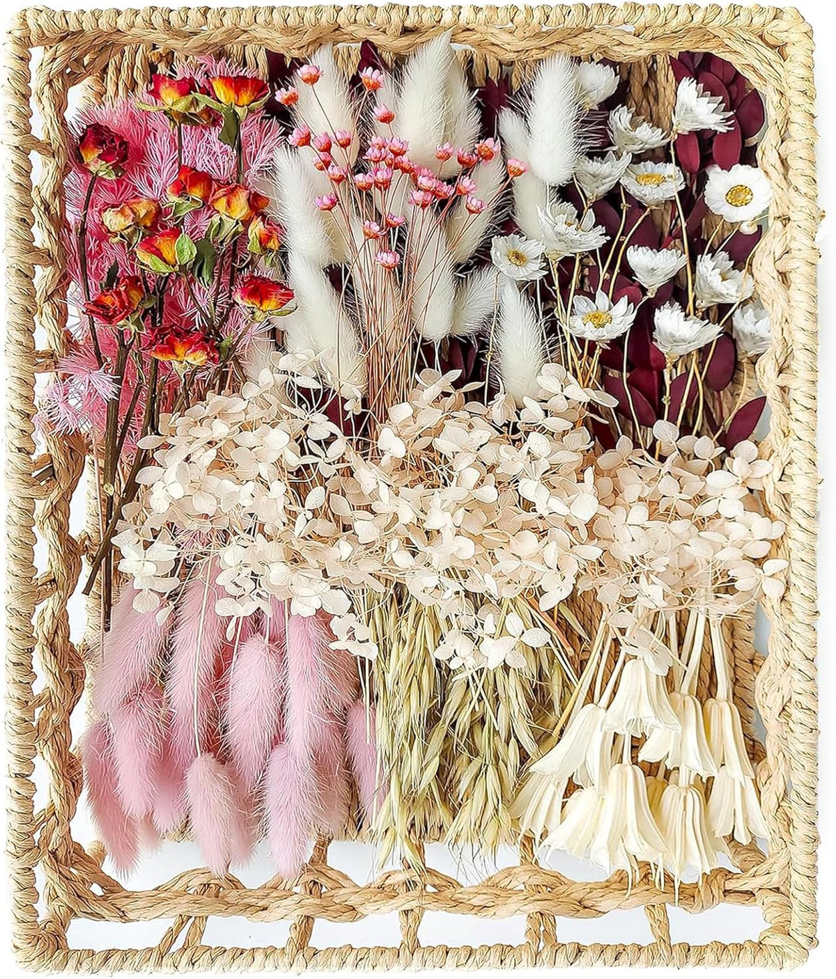 xin's convey DIY Natural Dried Flower Set, Bulk Dried Flowers for Vase, Dried Flowers with Stems, Dried Roses, Mini Dried Flower Bouquets.(Brown)