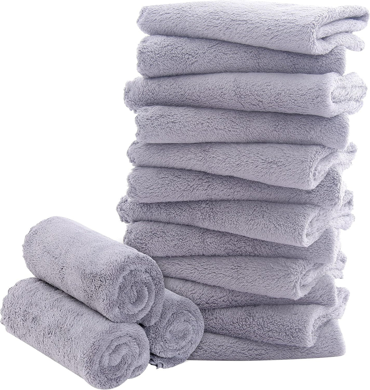16 Pack Baby Washcloths - Luxury Multicolor Coral Fleece - Extra Absorbent and Soft Wash Clothes for Newborns, Infants and Toddlers - Suitable for Sensitive Skin and New Born - Baby Shower, 10x10 Inch