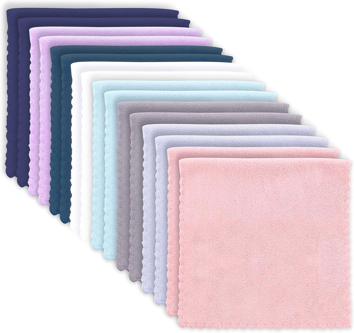 16 Pack Baby Washcloths - Luxury Multicolor Coral Fleece - Extra Absorbent and Soft Wash Clothes for Newborns, Infants and Toddlers - Suitable for Sensitive Skin and New Born - Baby Shower, 10x10 Inch