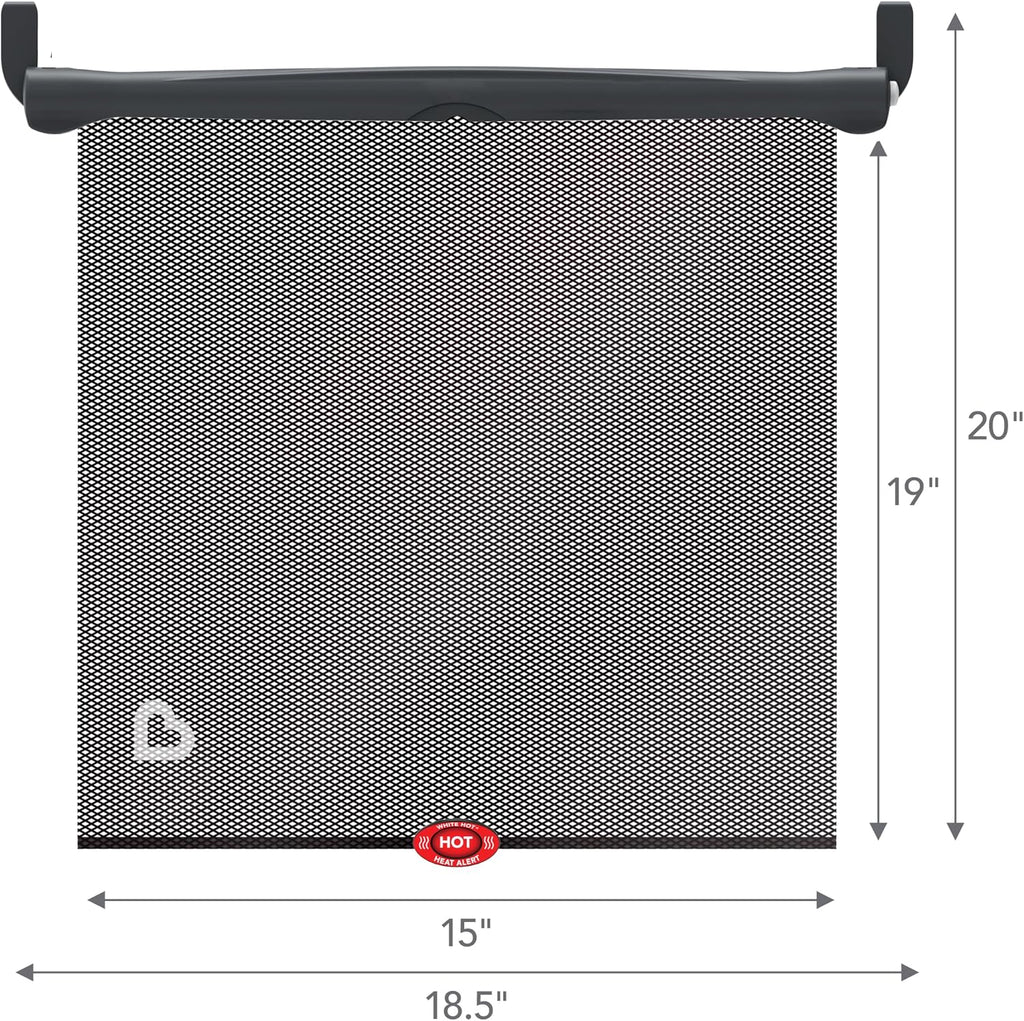 Munchkin Brica Sun Safety Car Window Shade with Heat Alert, Helps Block UVA/UVB Rays, 2 Pack, Black