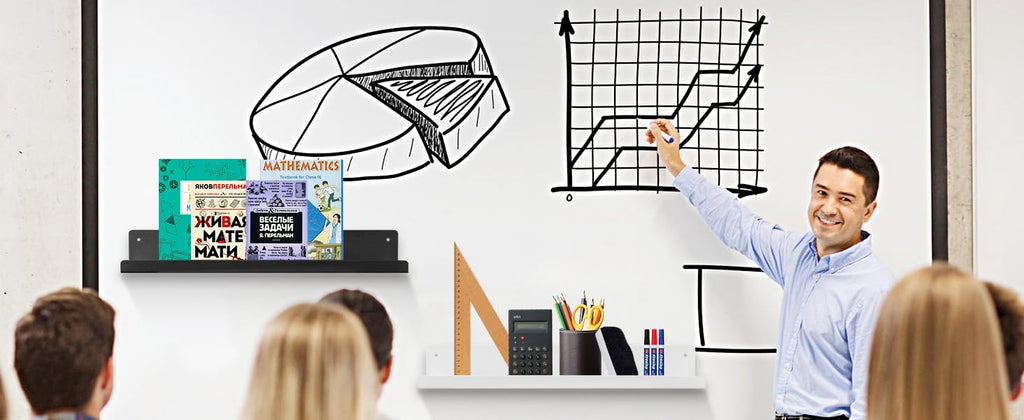 2-Pack Magnetic Book Shelf for Whiteboard - 17 Inch Reusable Metal Magnetic Shelves, Holds 12.5 lbs, Back to School Supplies for Classroom, Walls & Home Decor - White