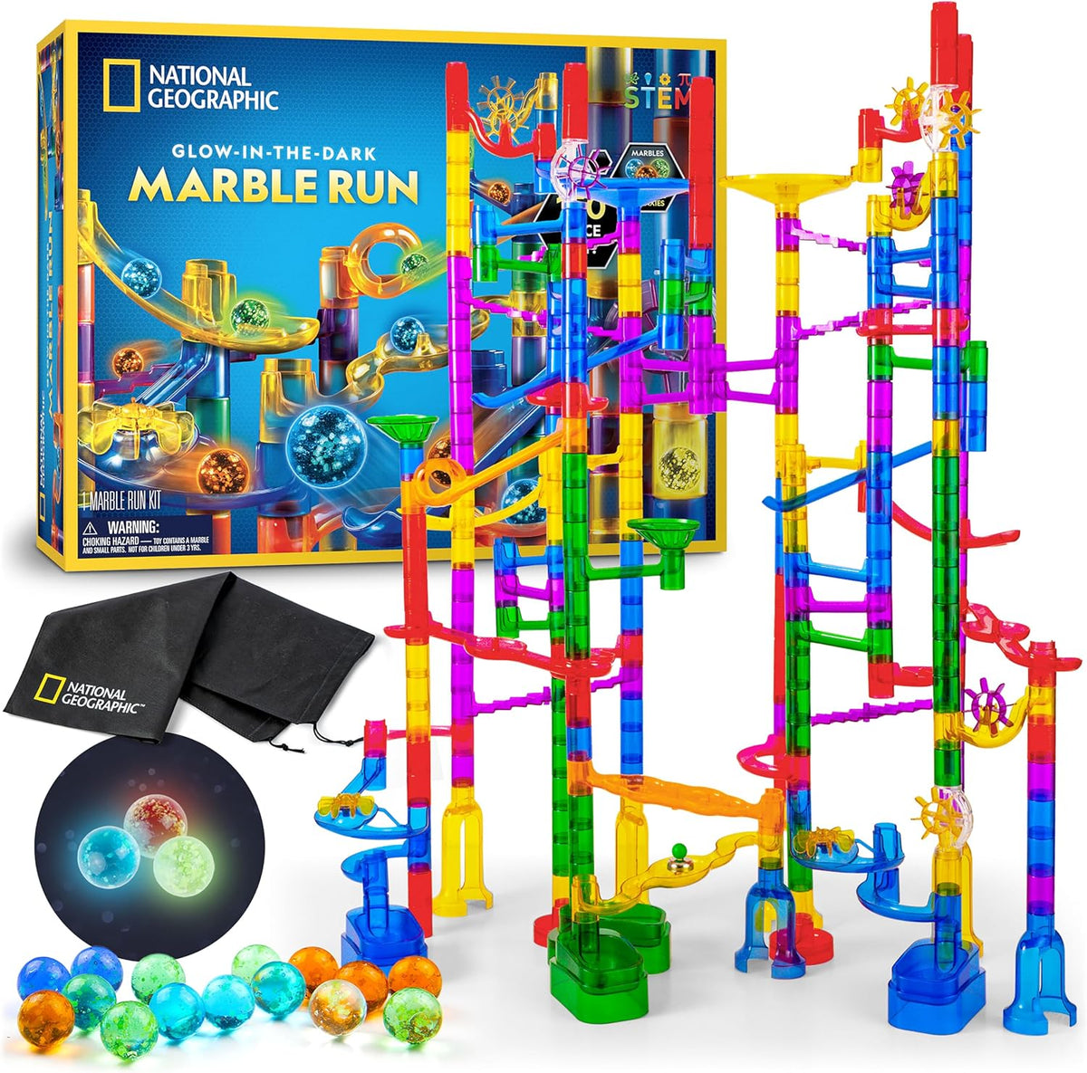 National Geographic Glow-in-the-Dark Marble Run for Kids Ages 8-12