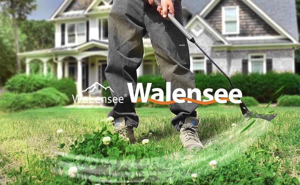 Walensee 39in Serrated Steel Scythe, Grass Whip for Tall Grass & Weeds