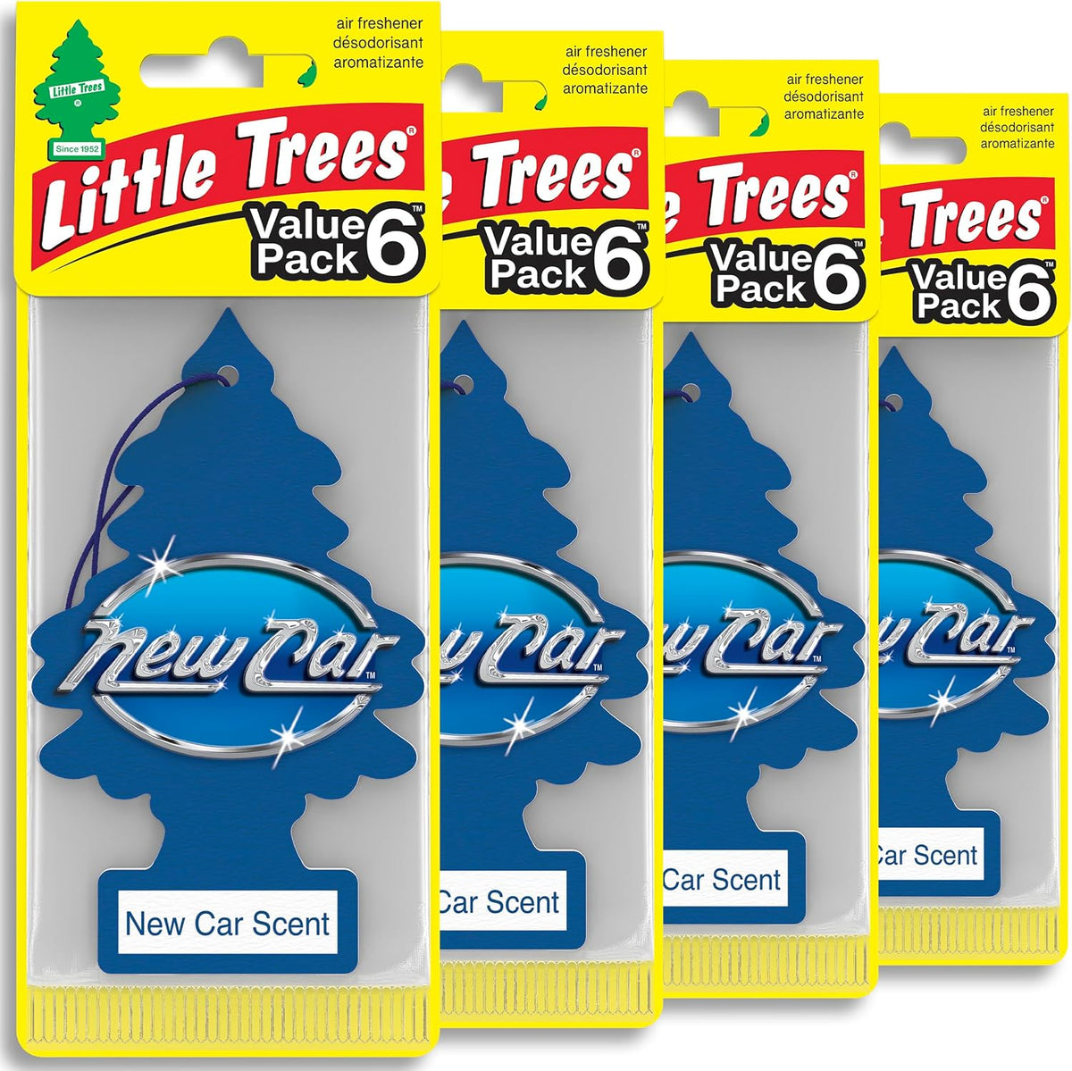 LITTLE TREES Car Air Freshener | Hanging Tree Provides Long Lasting Scent for Auto or Home | New Car Scent, 6-Packs (4 Count)