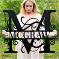 Custom Metal Name Sign | Split Letter Monogram | Outdoor Last Name Sign