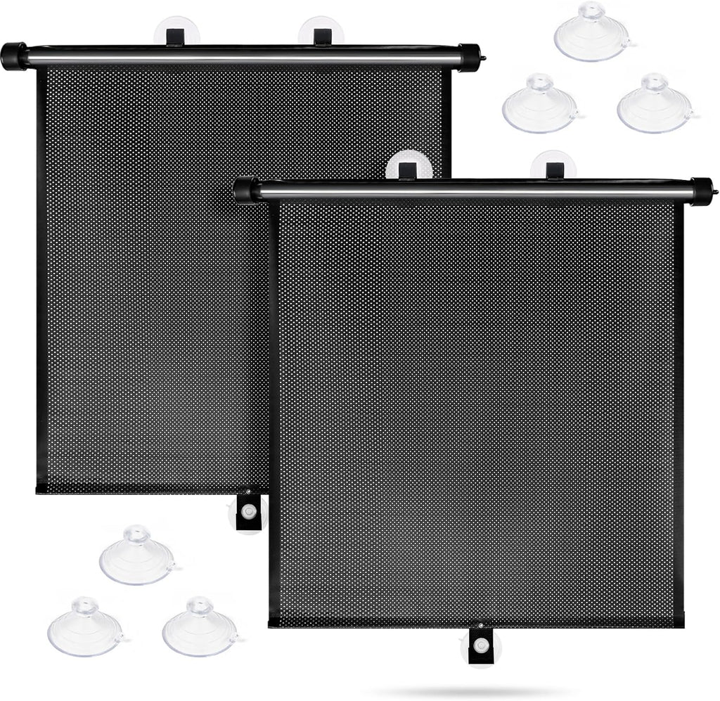 Sfee Car Window Shade for Side Windows, 2 Pack Sun Shade Retractable for Car Blocks Heat and UV Rays Glare Protection Roller Sunshade Visor for Baby, Kids, Pets, Passengers