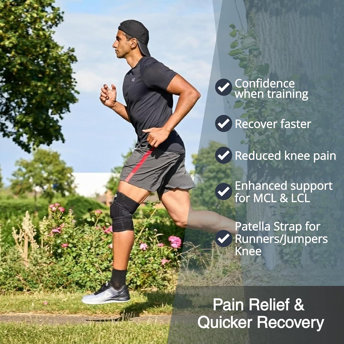 Knee Brace for Men & Women with Patented 4-Way Adjustable Support