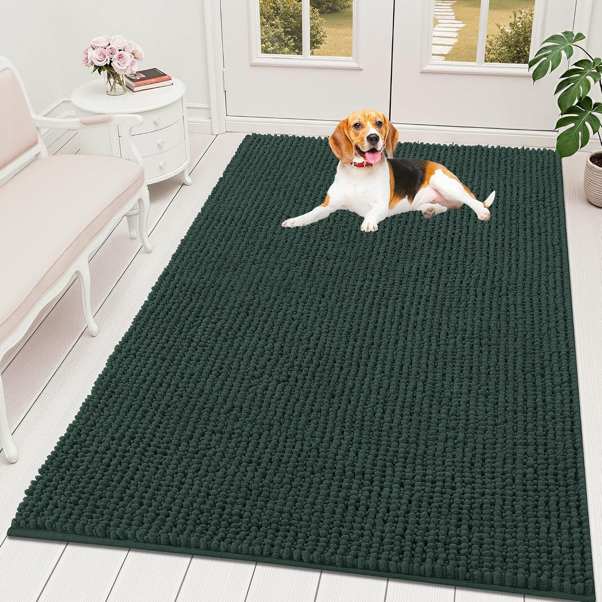 OLANLY Dog Door Mat for Muddy Paws 30x20, Extra Absorbent Chenille Mud Mat