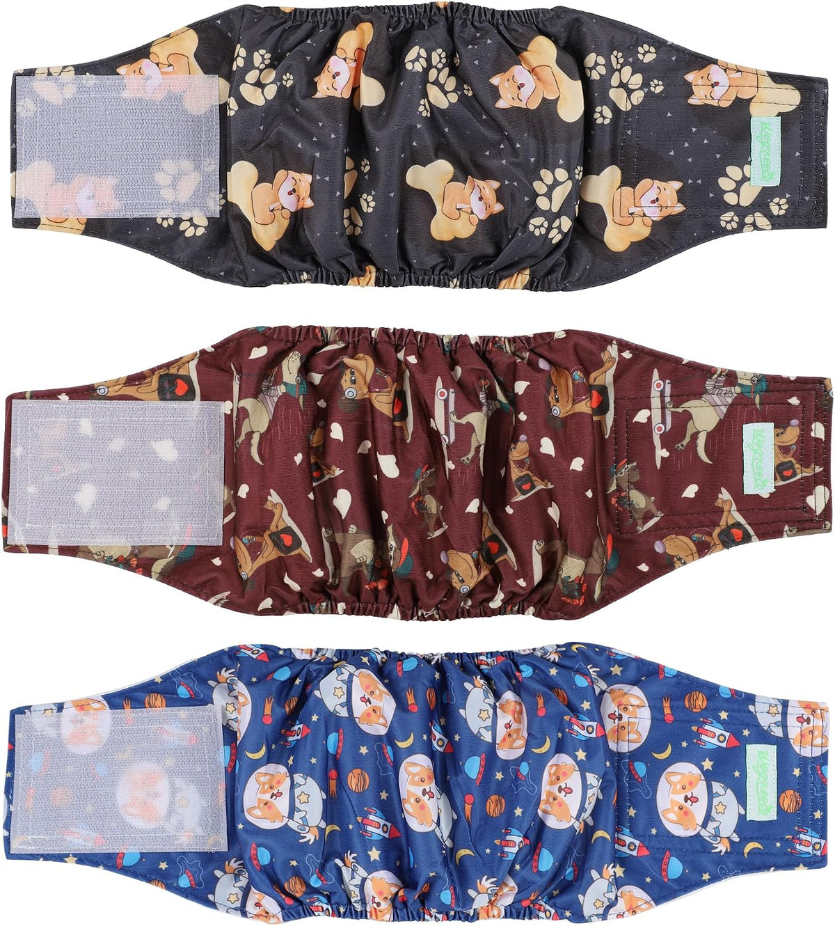 Wegreeco Washable Male Dog Belly Band - Pack of 3 - Washable Male Dog Belly Wrap, Small Doggie Dog Diapers Male for Doggy Puppy (Black, Charcoal, Navy, Small)