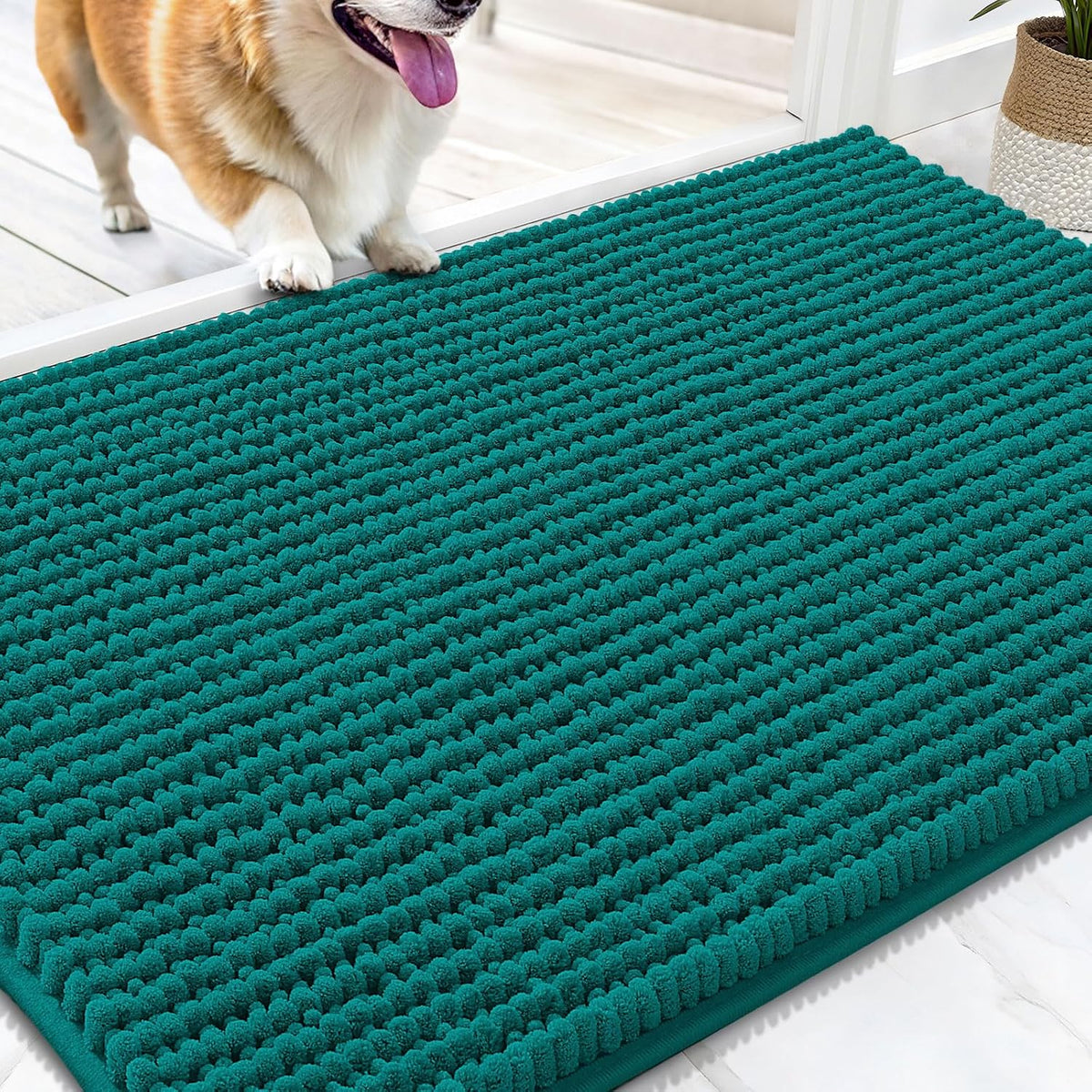 OLANLY Dog Door Mat for Muddy Paws 30x20, Extra Absorbent Chenille Mud Mat