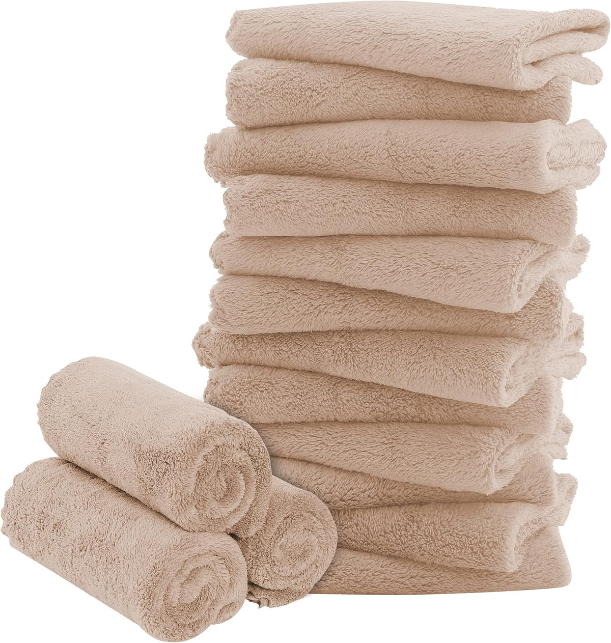 16 Pack Baby Washcloths - Luxury Multicolor Coral Fleece - Extra Absorbent and Soft Wash Clothes for Newborns, Infants and Toddlers - Suitable for Sensitive Skin and New Born - Baby Shower, 10x10 Inch
