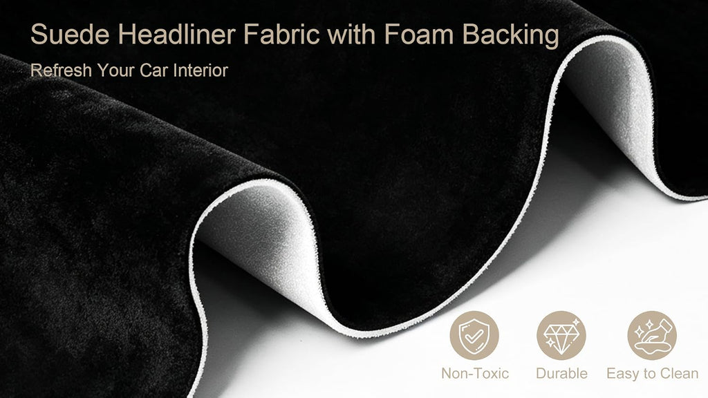 Storystore Foam Backed Suede Headliner Fabric, 98" L x 60" W Car Roof Liner