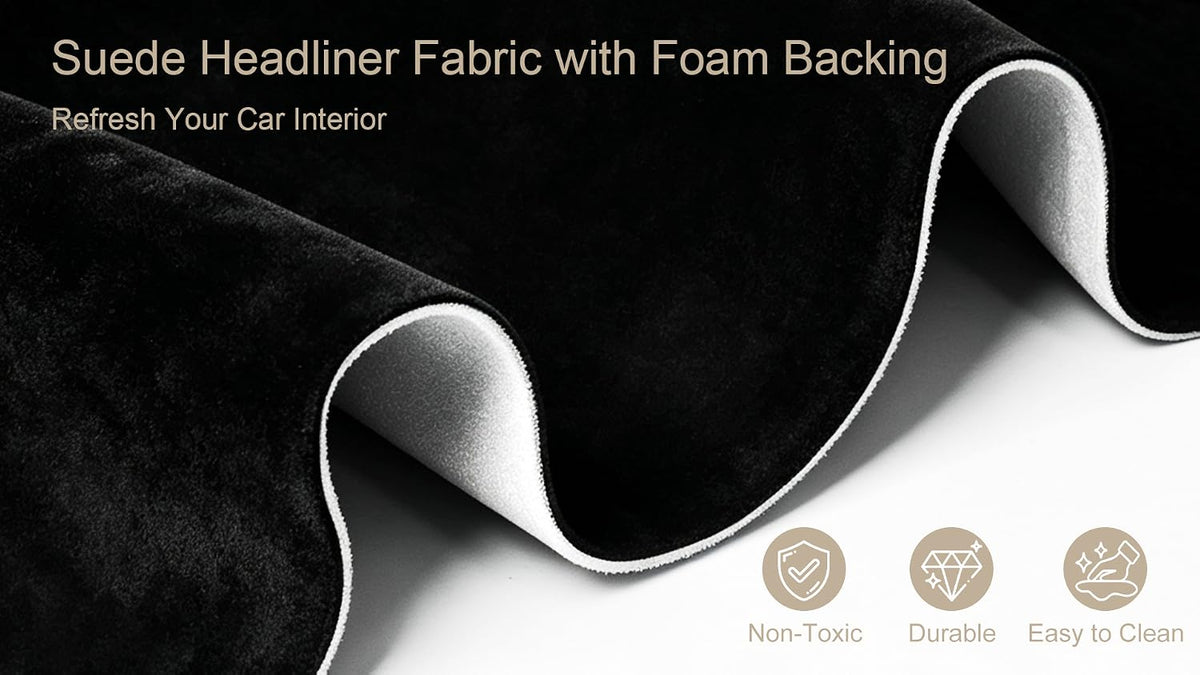 Storystore Foam Backed Suede Headliner Fabric, 98" L x 60" W Car Roof Liner