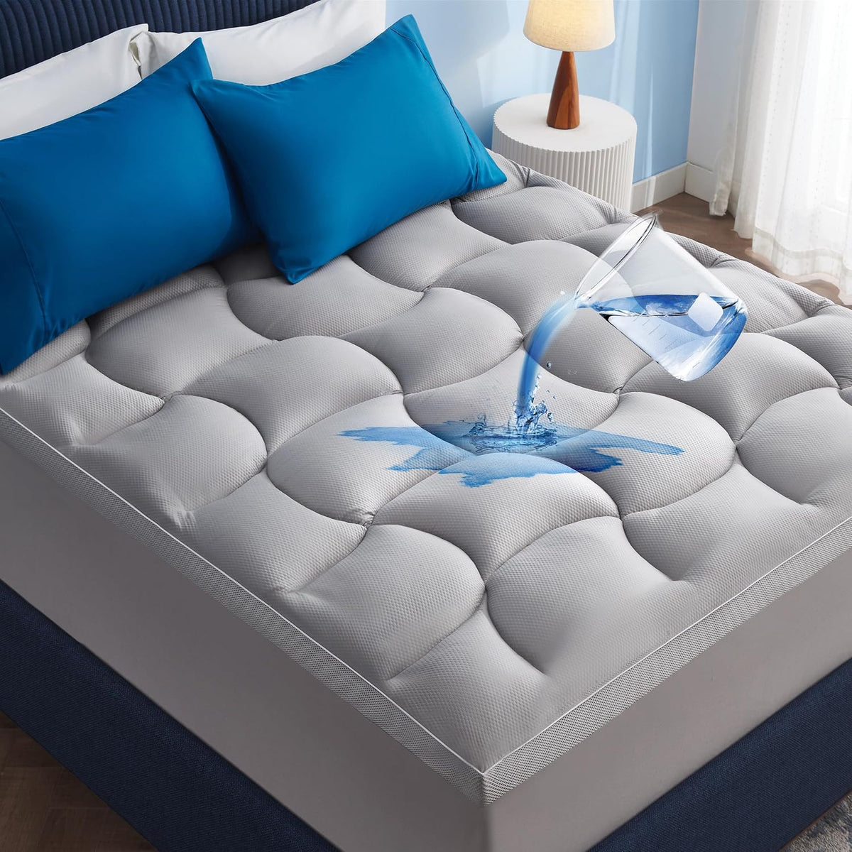 Bedsure Twin XL Mattress Topper - 800 GSM Waterproof Mattress Topper for College Dorm Room Essentials with 8-21 Inches Deep Pocket, Pillow Top Twin Extra Long Bed Pad Fitted for Bedroom - White