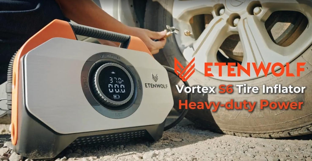 ETENWOLF VORTEX S6 Tire Inflator Portable Air Compressor, Cordless Air Pump