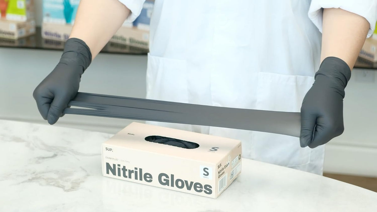 SUP Powder-Free Nitrile Exam Gloves, 100 Count, Food Safe Latex-Free Medical Non-Sterile Cooking Disposable Glove, Black