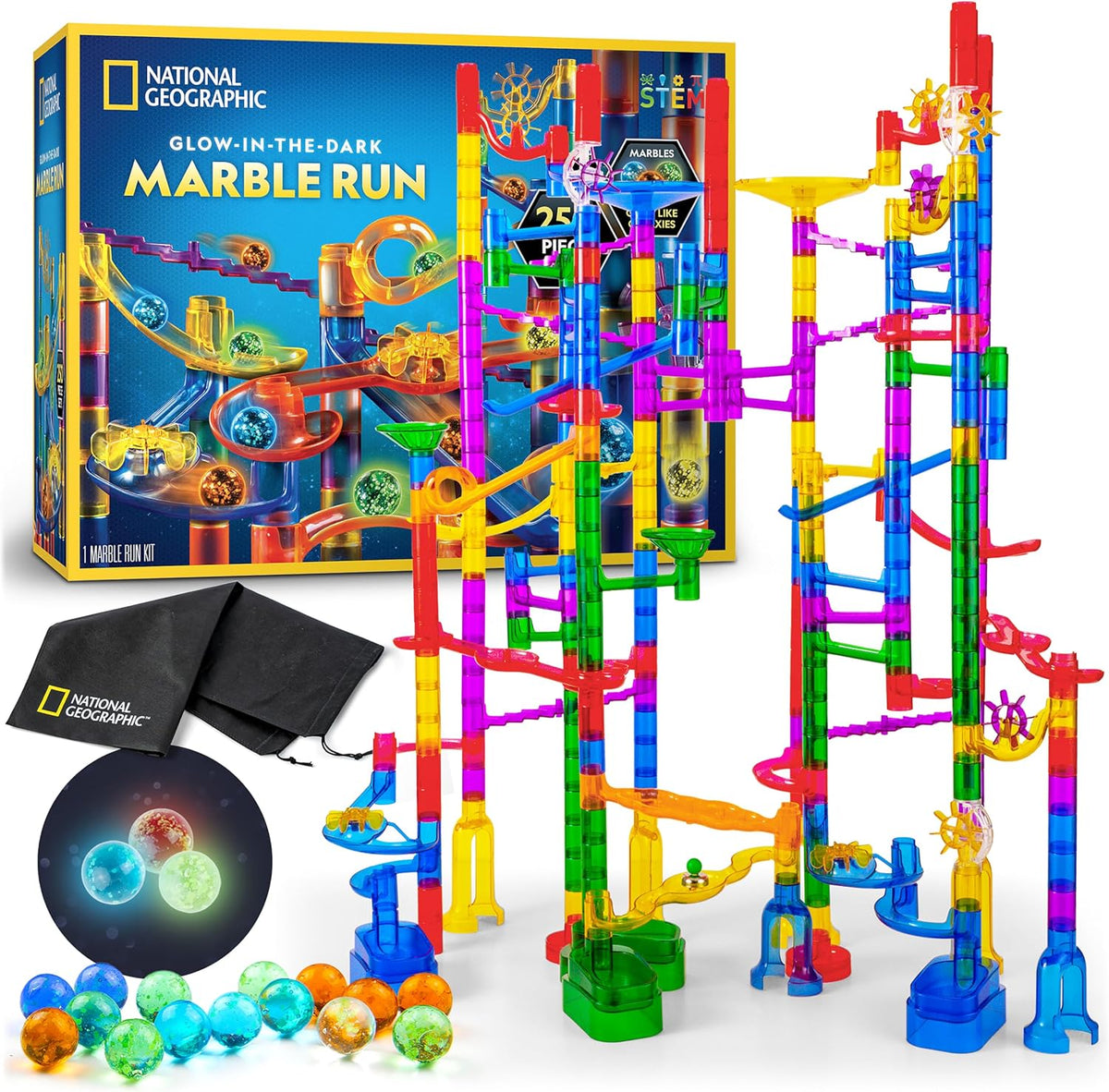 National Geographic Glow-in-the-Dark Marble Run for Kids Ages 8-12