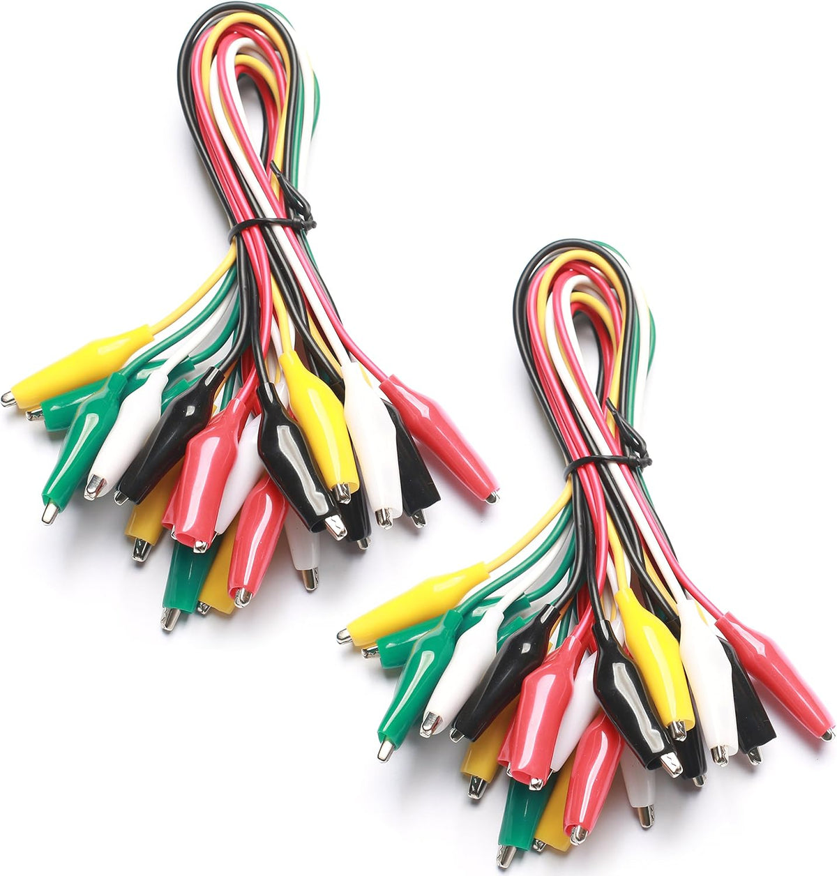 WG-026 10-Piece Test Lead Set with Alligator Clips, 22 AWG, 20.5-Inch, 5 Colors Copper Wire Soldered and Stamped Alligator Clips，Testing Probes, Crocodile Jumper Wires Cable for Electrical Testing