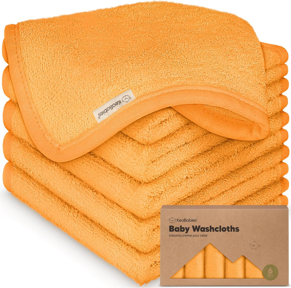 6-Pack Baby Washcloths, Soft Absorbent Washcloths for Face, Body (White)