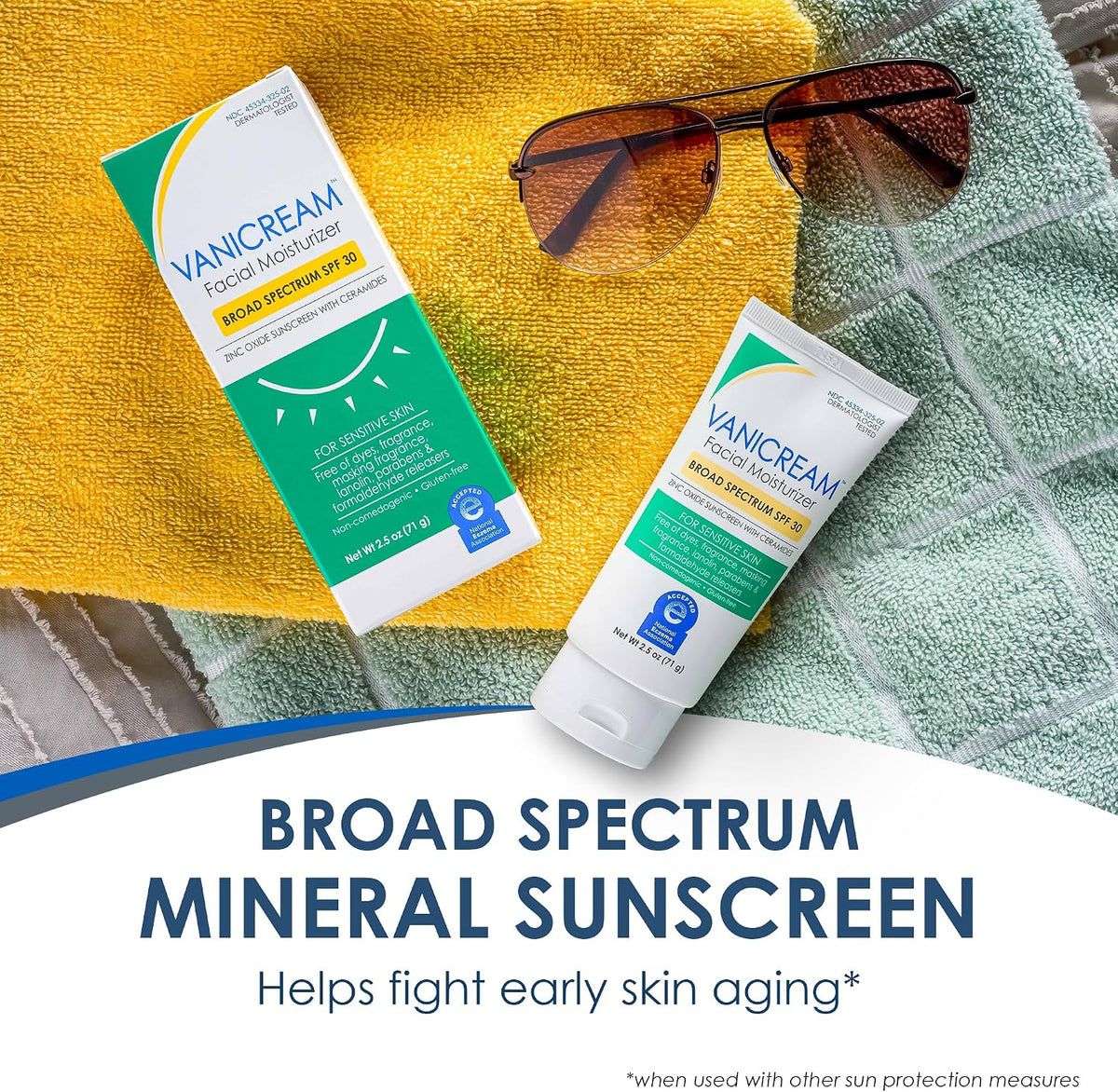 Vanicream Facial Moisturizer SPF 30 Zinc Oxide Mineral Sunscreen, 2.5 Fl Oz