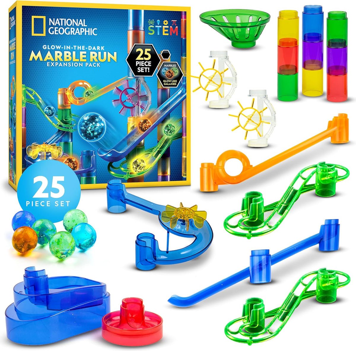 National Geographic Glow-in-the-Dark Marble Run for Kids Ages 8-12