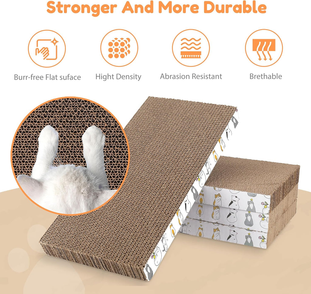 PatiencET Cat Scratch Pad with Box, 4 Pack Cardboard Scratcher Lounge Bed
