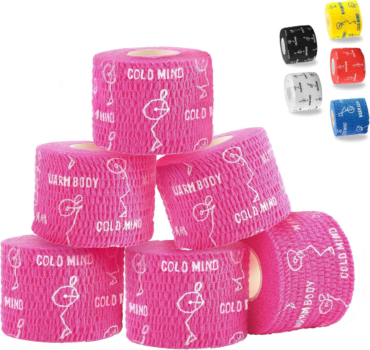WARM BODY COLD MIND 1.85" Weightlifting Thumb Tape - Hook Grip Tape for Powerlifting, Cross Training, Gym Tape, Workout, Weight Lifting Tape, Athletic Finger Wrap (Mix V1 3 Rolls)