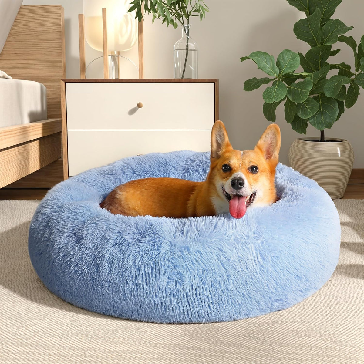 Western Home Calming Donut Cat Bed Small Dog Bed Washable,20" Light Grey