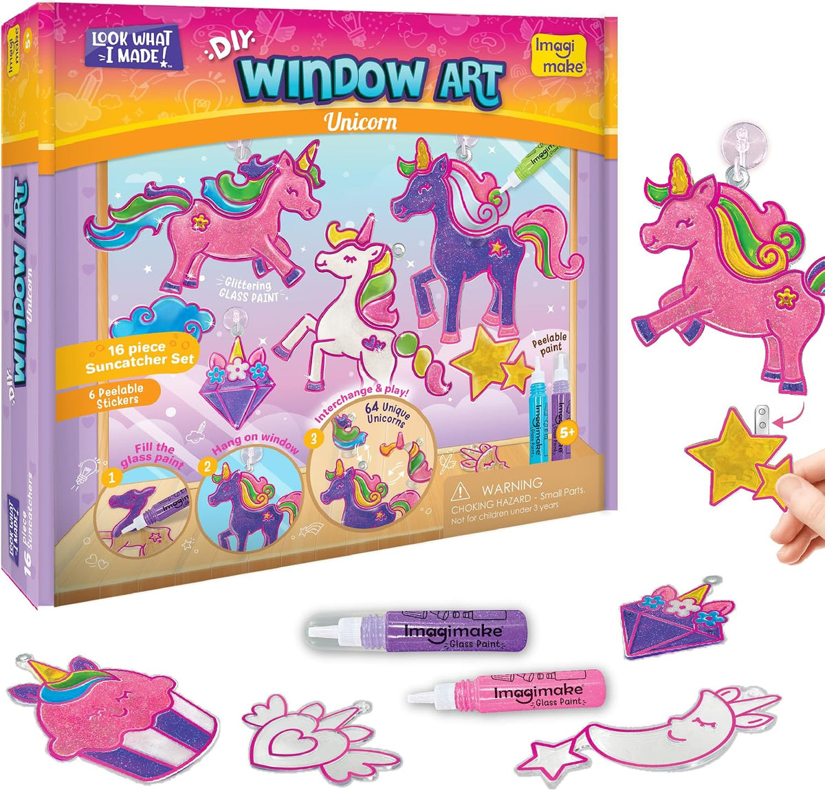 Imagimake Window Art - Princess, DIY Mess-Free 16 Pieces Suncatcher Kit
