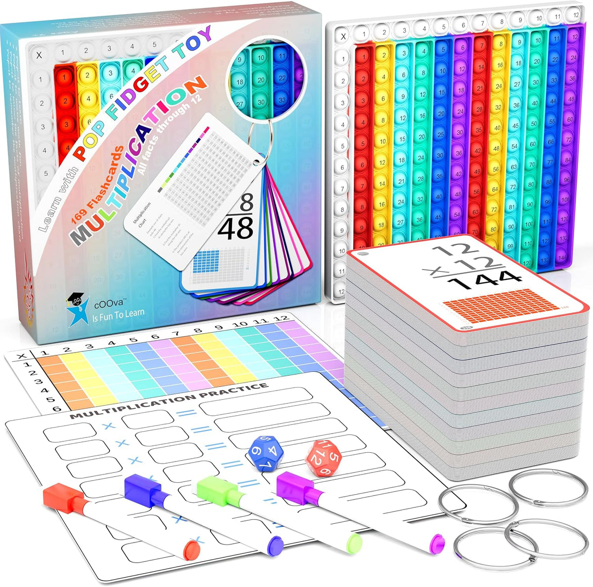 Math Games for Kids - Math Flash Cards - Interactive Practice Kit Pop It Practice with Addition, Subtraction, Multiplication & Division - Ideal for Learning and Skill Building - Ages 4-8