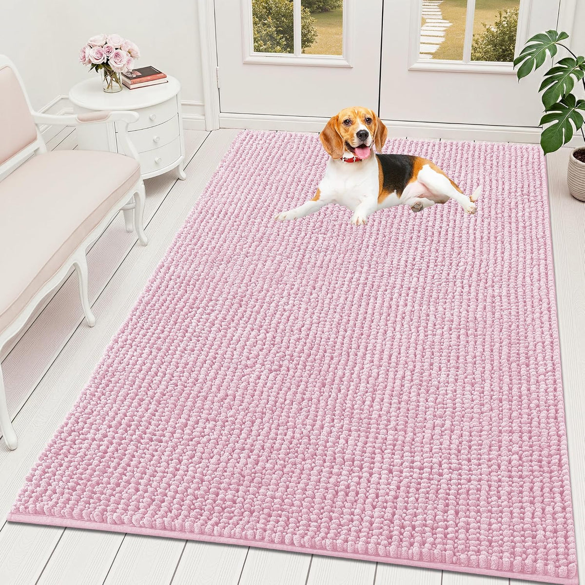OLANLY Dog Door Mat for Muddy Paws 30x20, Extra Absorbent Chenille Mud Mat