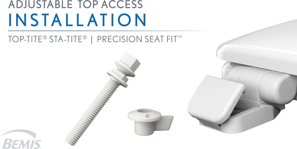 Mayfair Linden Slow Close Toilet Seat, Non Slip Heavy Duty Wood, Easy Install, Elongated, White