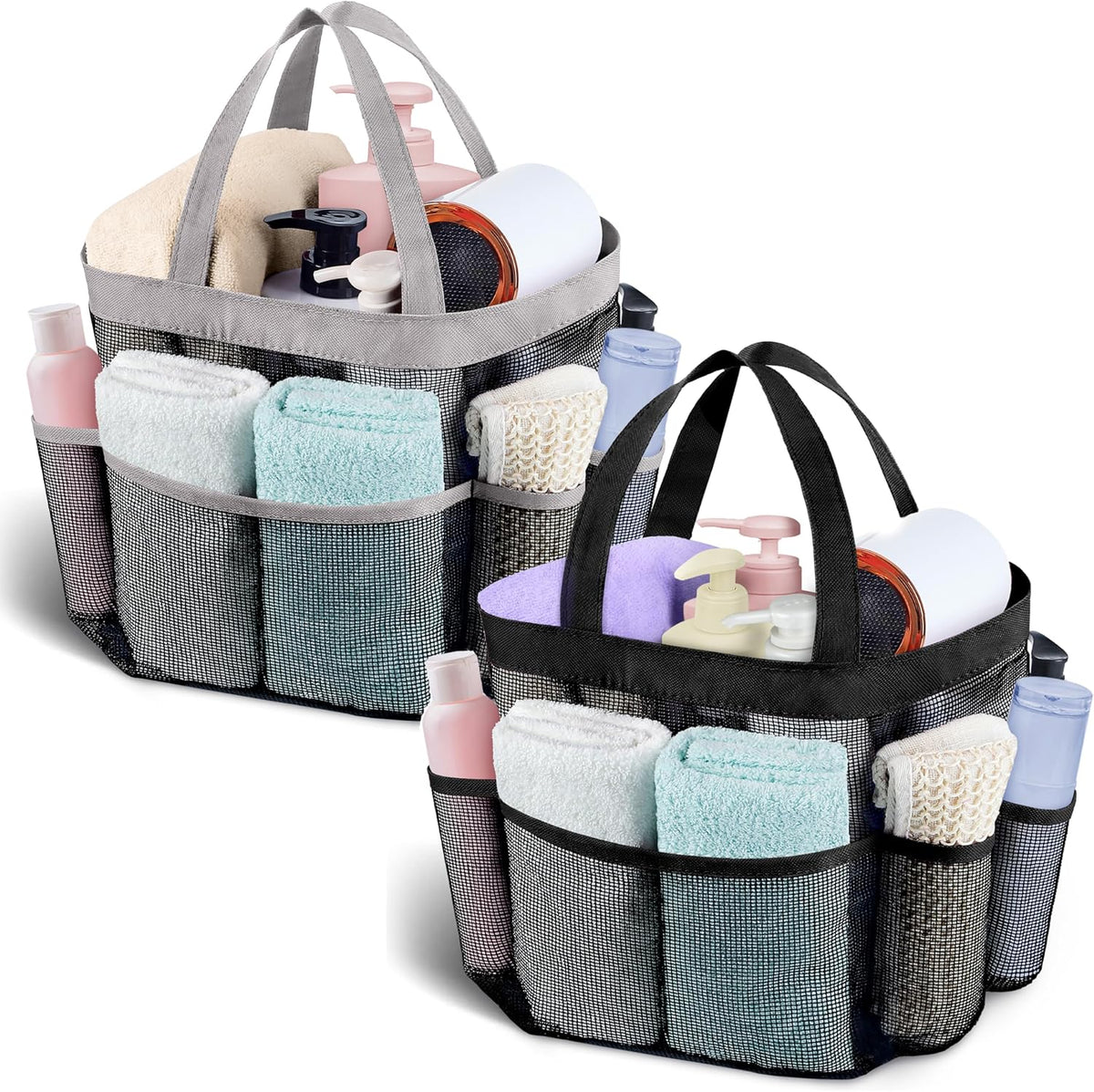Mesh Shower Caddy Portable - 9 Pockets for College Dorm Room Essential