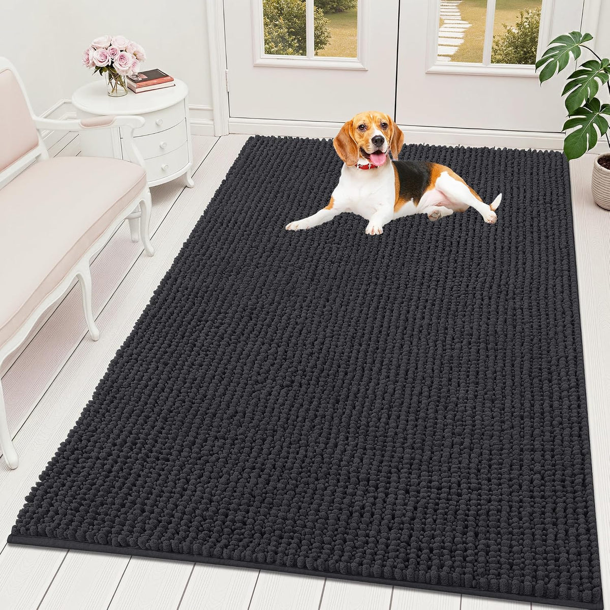 OLANLY Dog Door Mat for Muddy Paws 30x20, Extra Absorbent Chenille Mud Mat