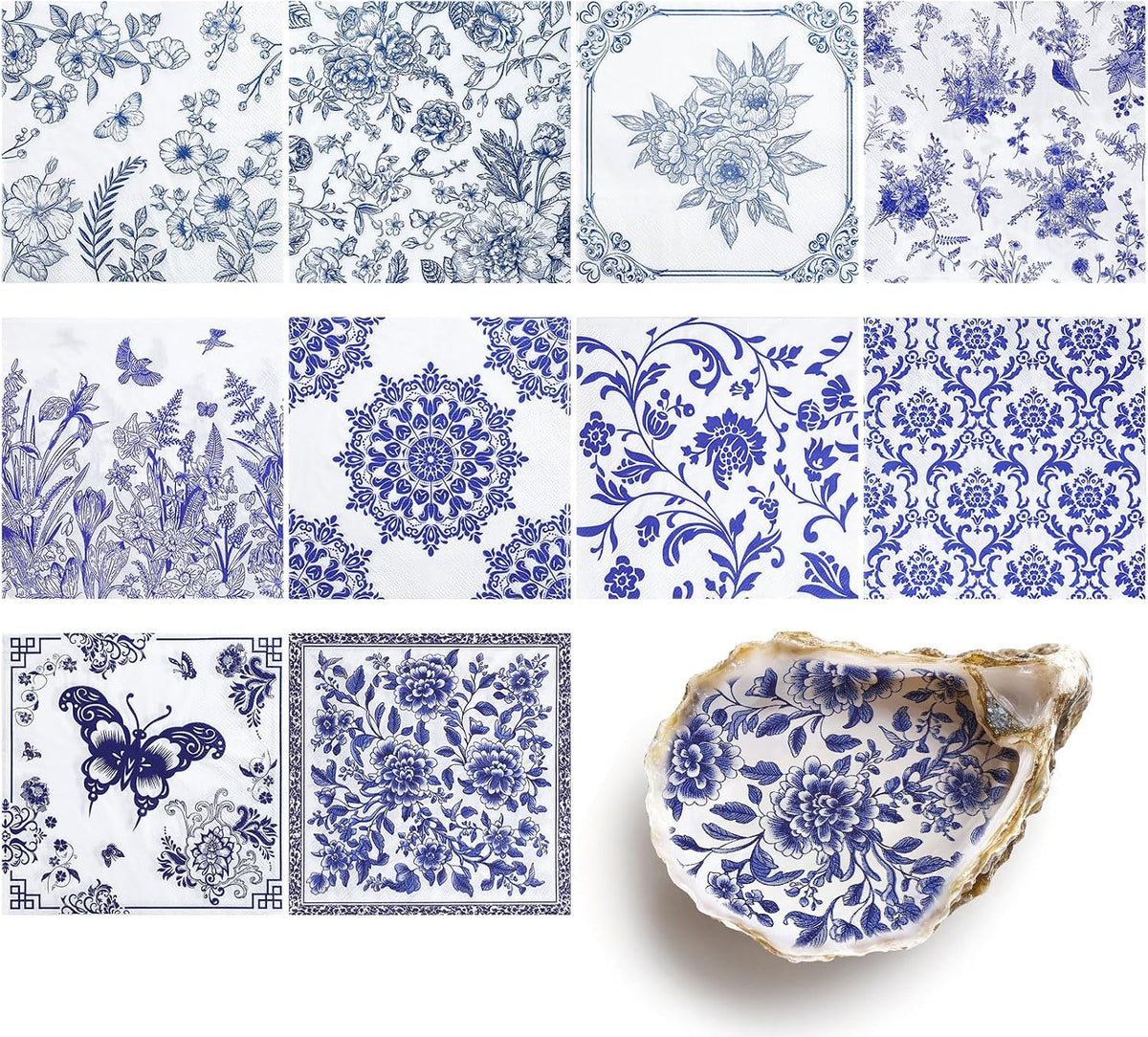 NatNarr 30 Pack Decoupage Napkins, 30 Styles Vintage Floral Napkins