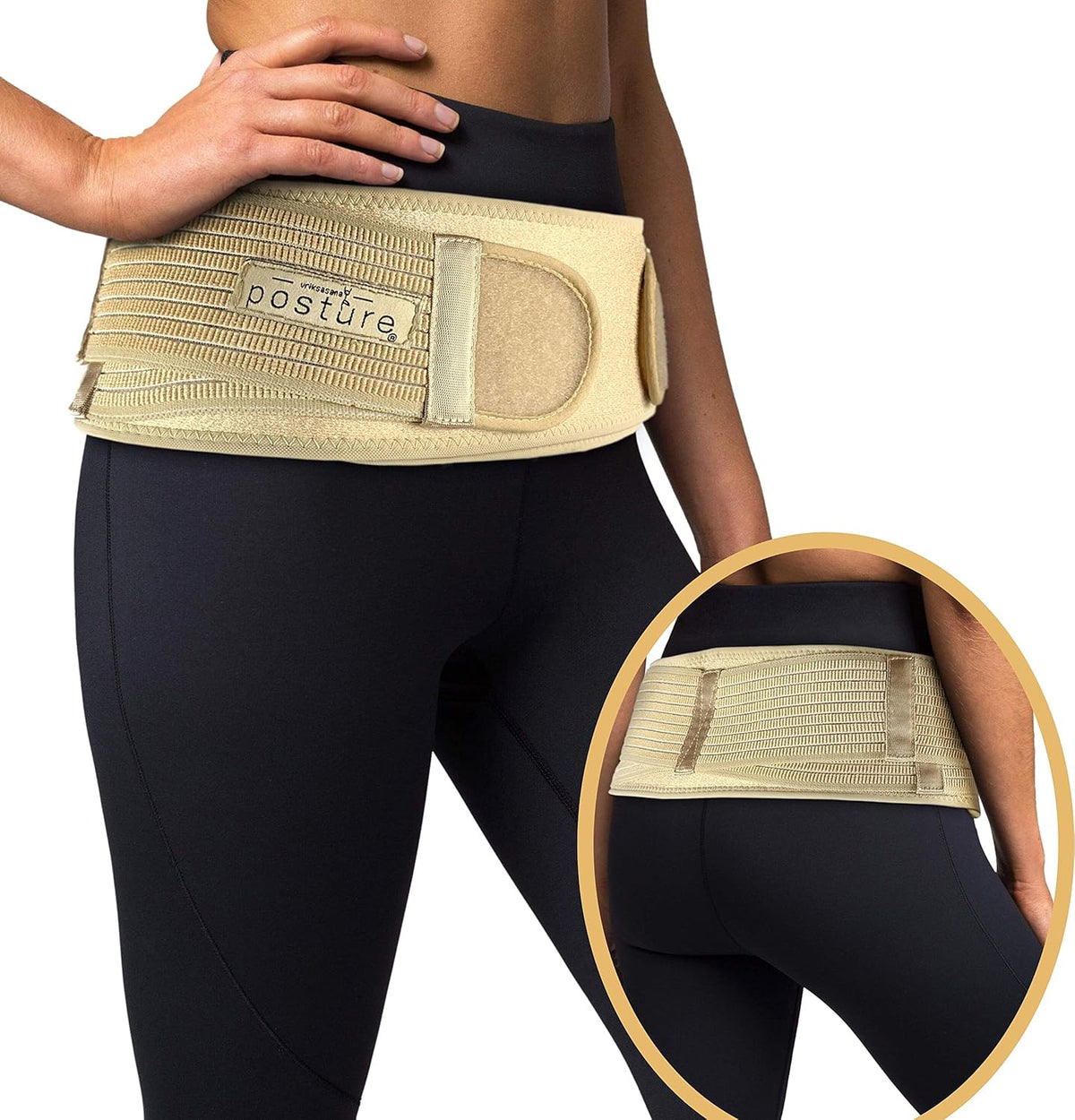 Vriksasana Posture Sacroiliac Hip Belt for Women and Men That Alleviates Sciatic, Pelvic, Lower Back, Leg and Sacral Nerve Pain Caused by Si Joint Dysfunction| Trochanter Brace (Regular, Black)