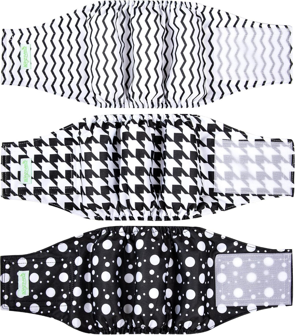 Wegreeco Washable Male Dog Belly Band - Pack of 3 - Washable Male Dog Belly Wrap, Small Doggie Dog Diapers Male for Doggy Puppy (Black, Charcoal, Navy, Small)