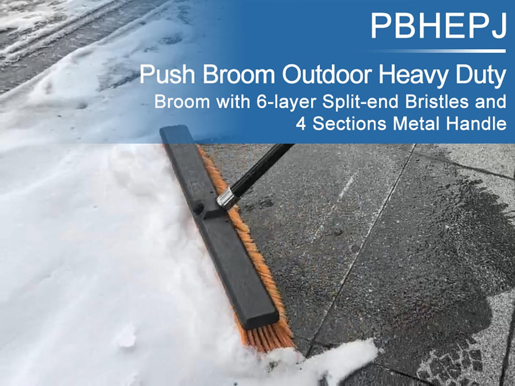 PBHEPJ 18 Inchs Push Broom Outdoor Heavy Duty, Shop Broom with 60" Long Handle for Cleaning Outdoor or Indoor Tile, Garage, Shop, Deck, Concrete, Wood, Stone, Patio Floor