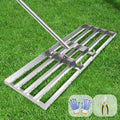 Lawn Leveling Rake 30x10 inch, (Professional-Grade) Lawn Leveler Tool with Stainless Steel Handle Rakes for Lawns Heavy Duty Landscape Rake for Backyard, Garden, Golf Course, Farm, Pasture