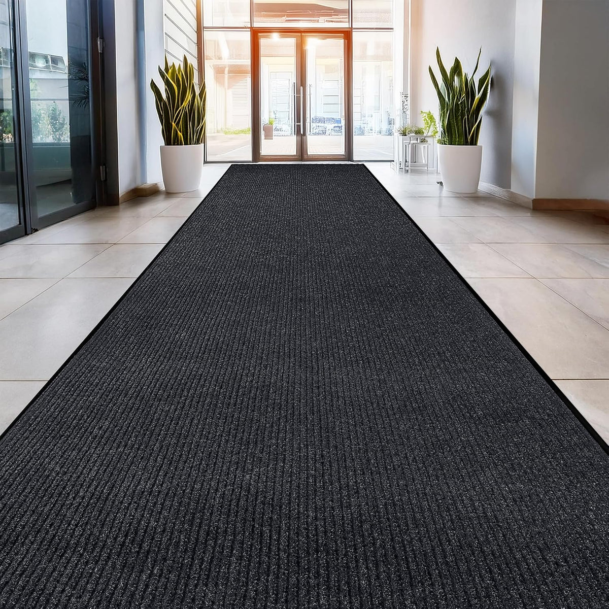 Commercial Floor Mat, Heavy Duty Indoor Outdoor Door Mat, 3x5 Feet Grey, Waterproof Entrance Mat, Non-Slip Backing Rug for Office, Store, Warehouse, Hallway, Garage & Entryway