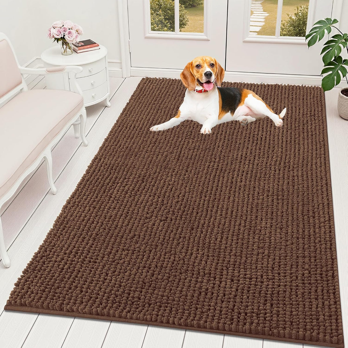 OLANLY Dog Door Mat for Muddy Paws 30x20, Extra Absorbent Chenille Mud Mat