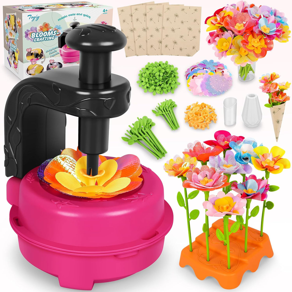 DIY Fabric Flower Bouquet Craft Kit, Educational Toy Gift Girls Toddlers 4+