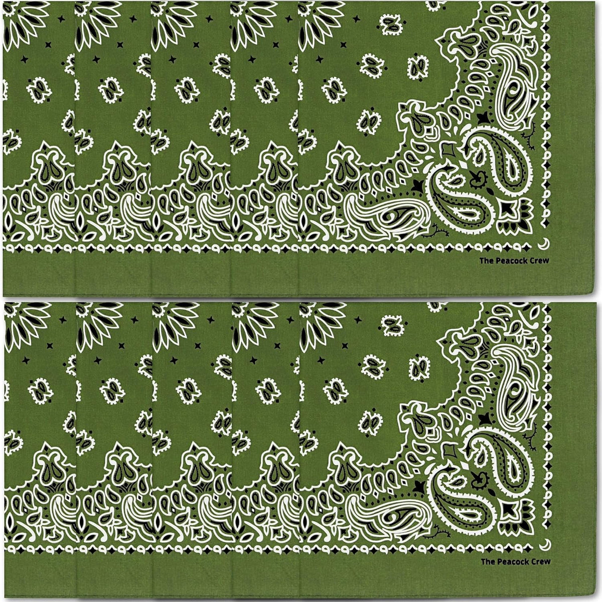 The Peacock Crew Premium Soft Cotton Bandanas Pack for Men and Women Paisley 22 x 22 inches