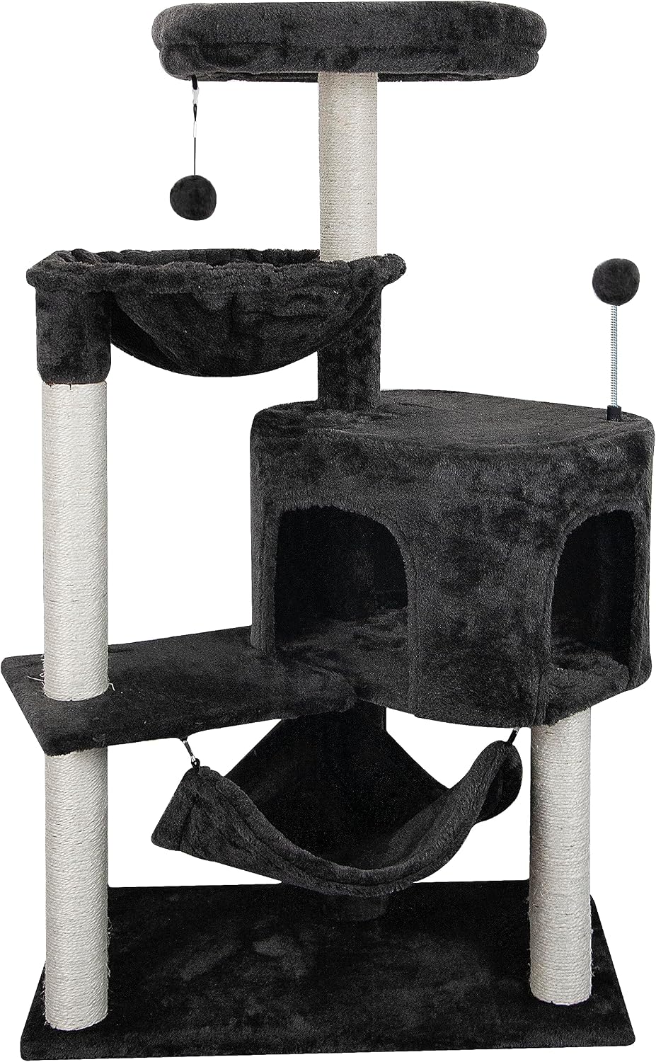 YUNIQUE Cat Tree with Cat Condo and Big Hammock, Grey