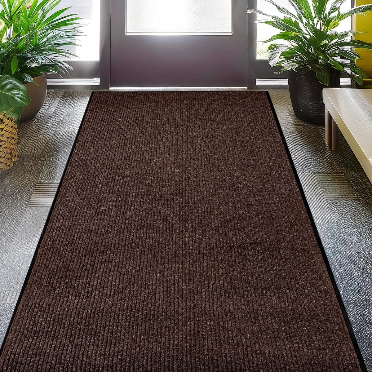 Commercial Floor Mat, Heavy Duty Indoor Outdoor Door Mat, 3x5 Feet Grey, Waterproof Entrance Mat, Non-Slip Backing Rug for Office, Store, Warehouse, Hallway, Garage & Entryway