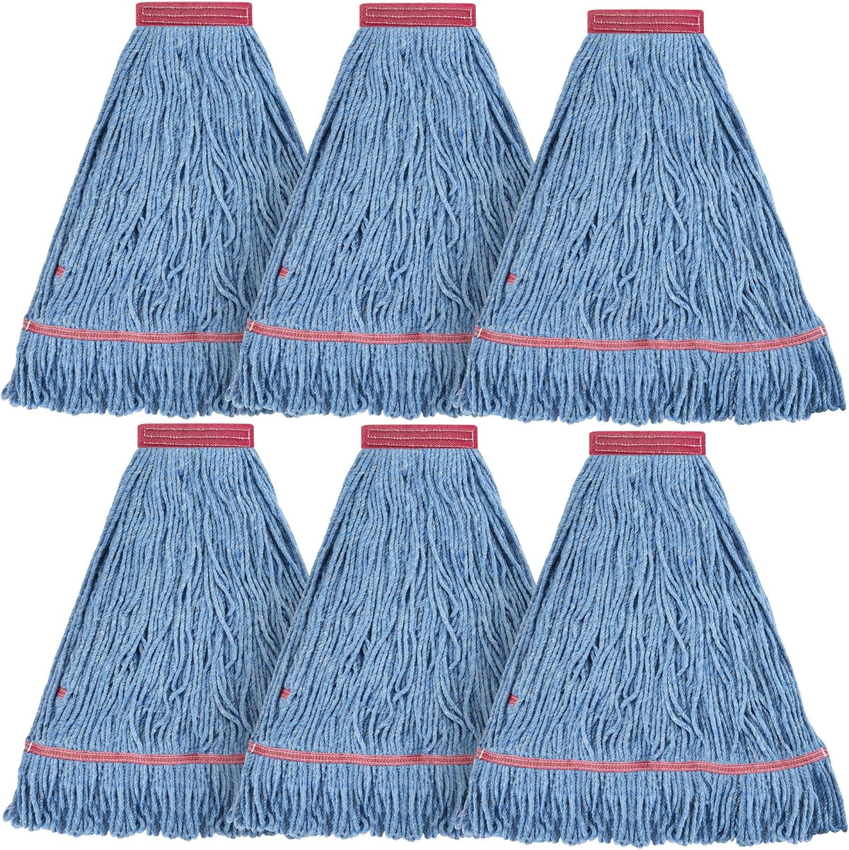Matthew Cleaning Heavy Duty Mop Head Commercial Replacement for General and Floor Cleaning , Wet Industrial Blue Cotton Looped End String Head Refill (Pack of 3) Blue