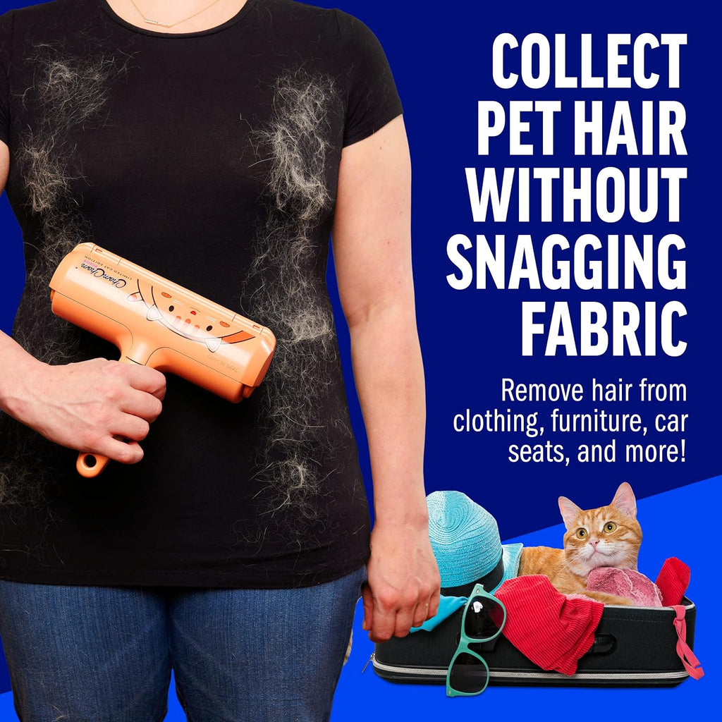 ChomChom Roller Pet Hair Remover – Original Size Reusable Lint Roller for Cat & Dog Hair on Furniture, Couch, Carpet, Car, Rugs & Bedding – Portable, Eco-Friendly (Cat)