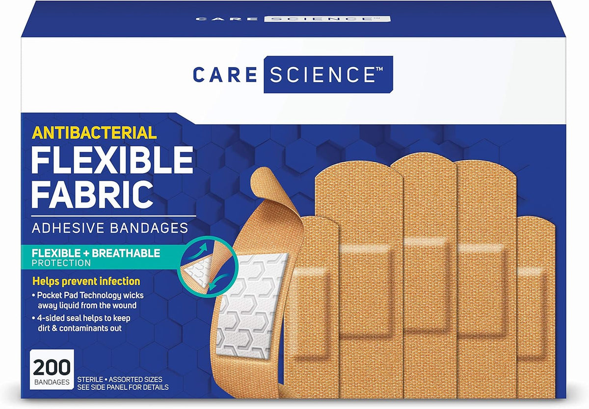 Care Science Fabric Adhesive Bandages, Assorted Sizes, 200 Count