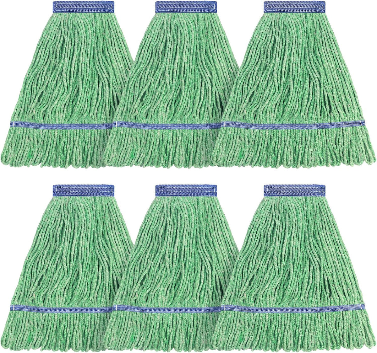 Matthew Cleaning Heavy Duty Mop Head Commercial Replacement for General and Floor Cleaning , Wet Industrial Blue Cotton Looped End String Head Refill (Pack of 3) Blue