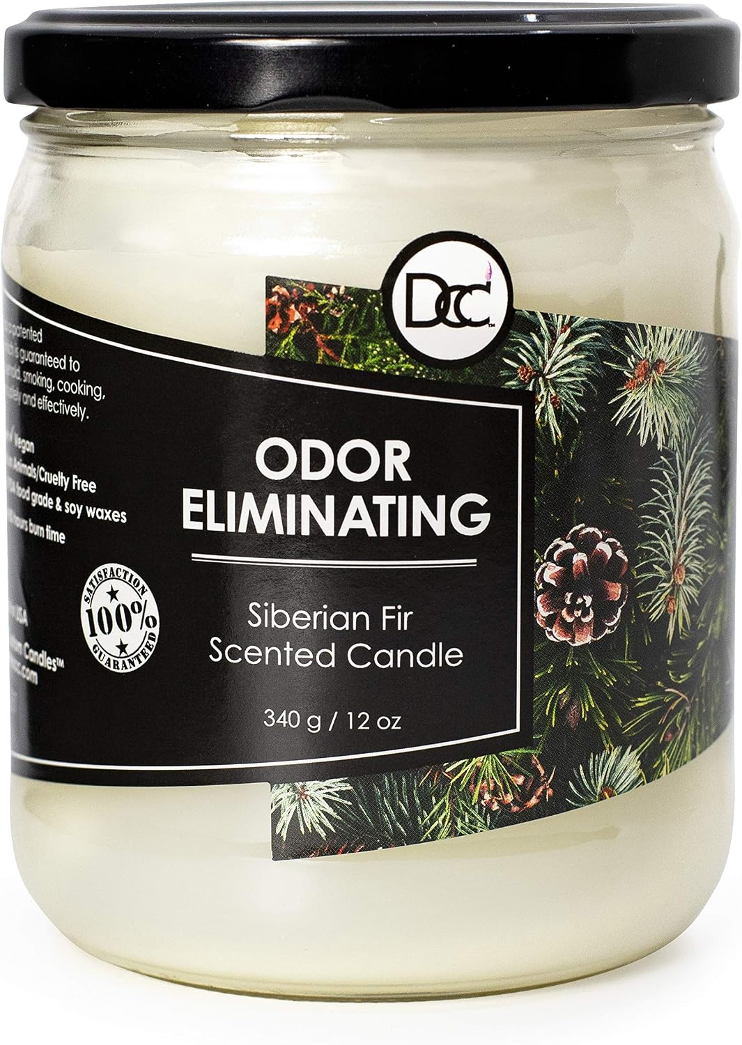 Vanilla Bean Odor Eliminating Highly Fragranced Candle - Eliminates 95% of Pet, Smoke, Food, and Other Smells Quickly - Up to 80 Hour Burn time - 12 Ounce Premium Soy Blend